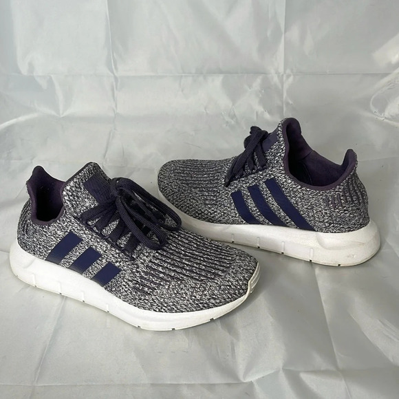 ADIDAS Swift Run Sneakers Purple Knit Textile Upper Tie Up White Sole Size 8 - Picture 11 of 11
